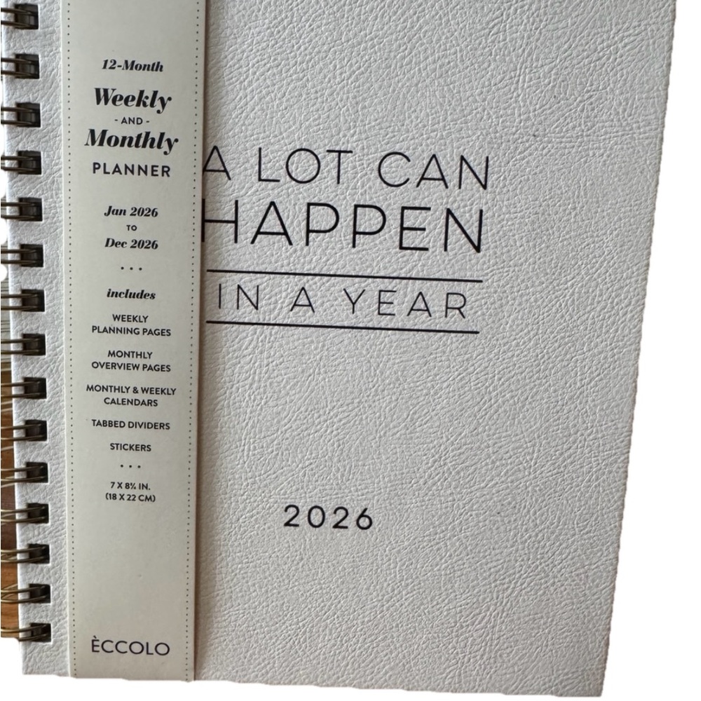 2026 Planners, Eccolo Spiral Agenda Planner, Weekly & Monthly Pages, 12 Months